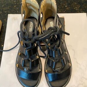 Michael Michael More Black Leather Sandals Size: 8.5 M